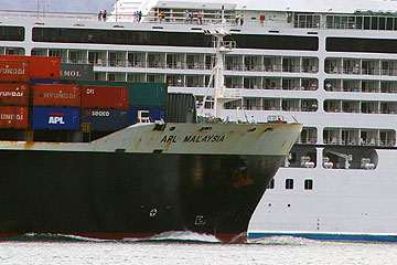 Cargo and Cruise Ship in the Panama Canal