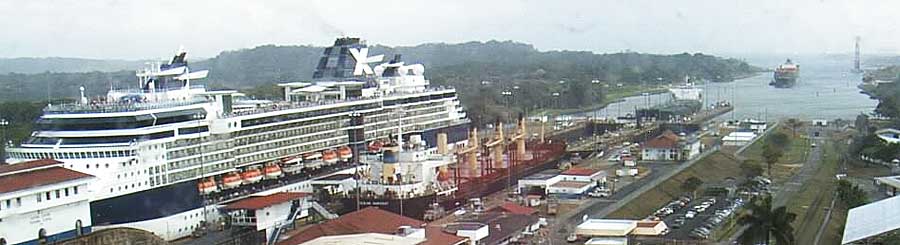 The Celebrity Constellation in the Gatun Locks on March 4th 2010 on her South Bound Panama Canal Transit
