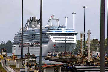 The Coral Princess entering The Gatun Locks