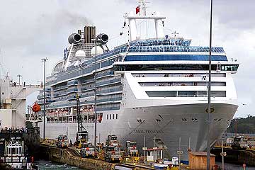 The Coral Princess Cruise Ship in the Miraflores Locks, Panama Canal