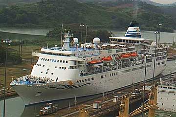The Delphin Voyager Cruise Ship on its South bound transit