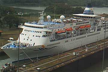 The Delphin Voyager Cruise Ship in the Miraflores Locks, Panama Canal