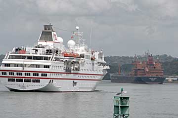 The MS Hanseatic Cruise Ship near Gamboa - Panama Canal