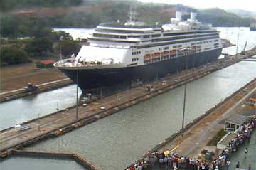 The MS-Amsterdam in the Miraflores Locks