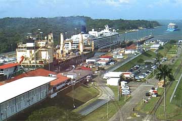 The Norwegian Star Cruise Ship leaving the Gatun Locks to the Caribbean