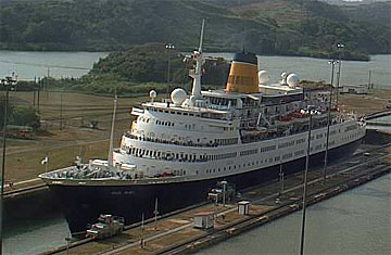 The MS Saga Ruby Cruise Ship in the Miraflores Locks - Panama Canal