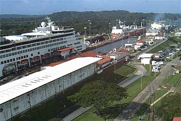 The ms Statendam Cruise Ship entering the Gatun Locks