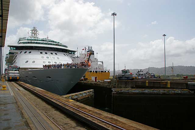 The Brilliance of the Seas Cruise Ship in the Gatun Locks, Panama Canal