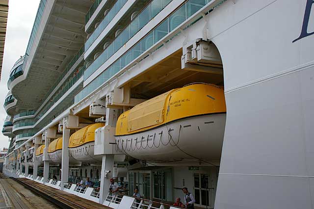 The Brilliance of the Seas Side View close up in the Panama Canal Locks
