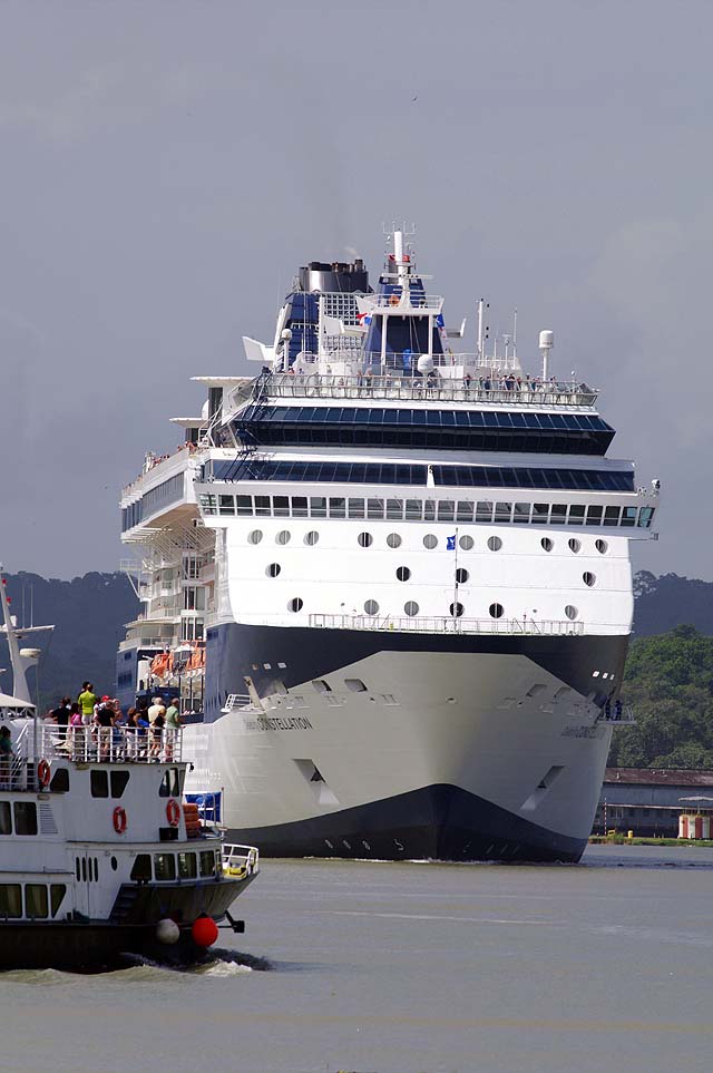 he Celebrity Constellation Cruise Ship Front View, Panama Canal