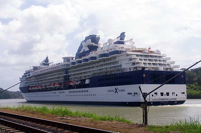 The Celebrity Constellation entering the Gaillard Cut in the Panama Canal