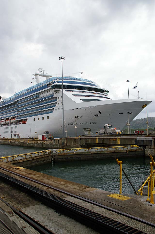 The Coral Princess Cruise Ship in the Panama Canal Locks