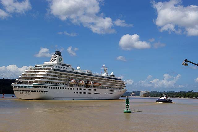 The Crystal Symphony at Gamboa in her Panama Canal Transit