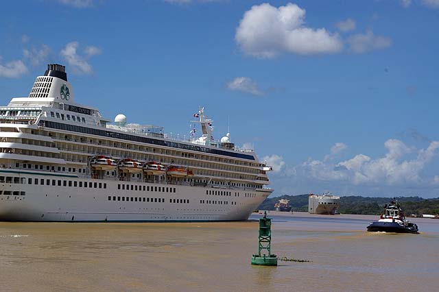The Crystal Symphony at Gamboa in her Panama Canal Transit