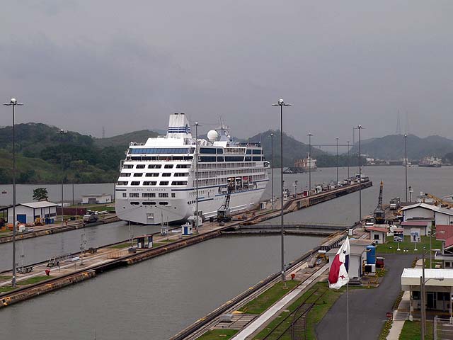 The Delphin Renaissance leaving the Miraflores Locks Panama