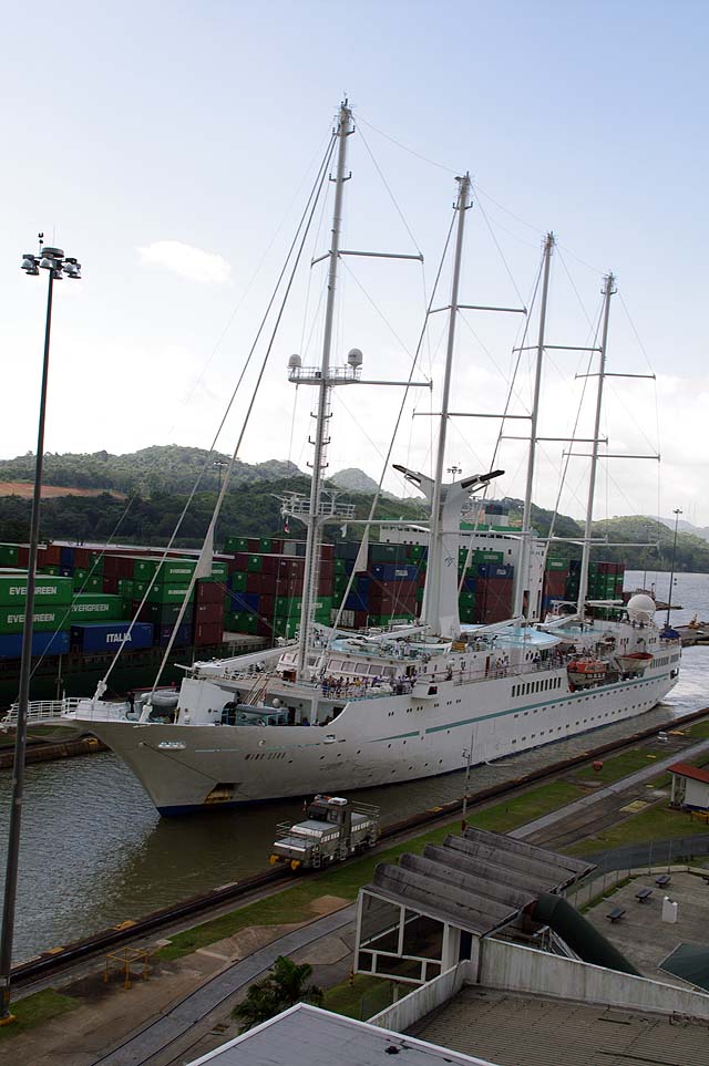 The msy Wind Star in the Miraflores locks Panama