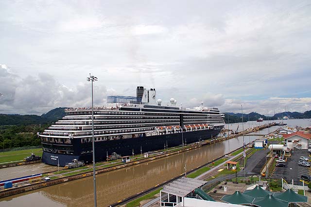The MS Zuiderdam Cruise Ship in the Miraflores Locks Panama Canal
