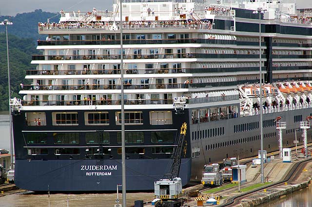 The MS Zuiderdam in the Panama Canal Locks