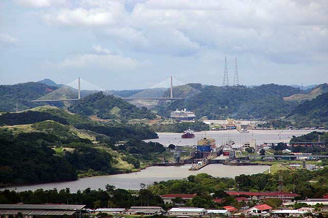 The MS Zuiderdam Cruise Ship Panama Canal Panorama View from the Ancon Hill